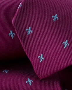 Flash Sale Charles Tyrwhitt Stain Resistant Fleur-de-Lys Silk Tie - Black Purple Berry