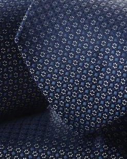 Flash Sale Charles Tyrwhitt Stain Resistant Mini Floral Pattern Tie - Royal Blue & Silver Royal Blue & Silver