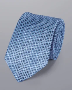 Clearance Charles Tyrwhitt Stain Resistant Semi Plain Pattern Tie - Blue Sky
