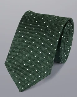 Clearance Charles Tyrwhitt Stain Resistant Spot Silk Tie - & Silver Grey Dark Green