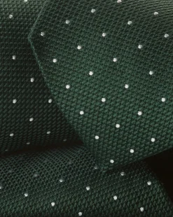 Clearance Charles Tyrwhitt Stain Resistant Spot Silk Tie - & Silver Grey Dark Green