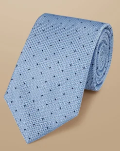 Discount Charles Tyrwhitt Stain Resistant Spot Silk Tie - & French Blue Sky