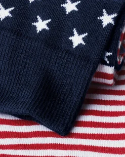 Cheap Charles Tyrwhitt Star and Stripes Socks - Navy & Red Navy and Red
