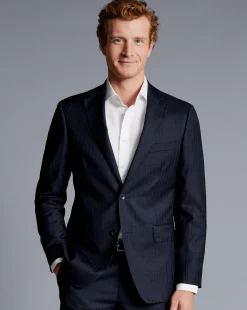 Cheap Charles Tyrwhitt Stripe Suit Jacket - Ink Blue