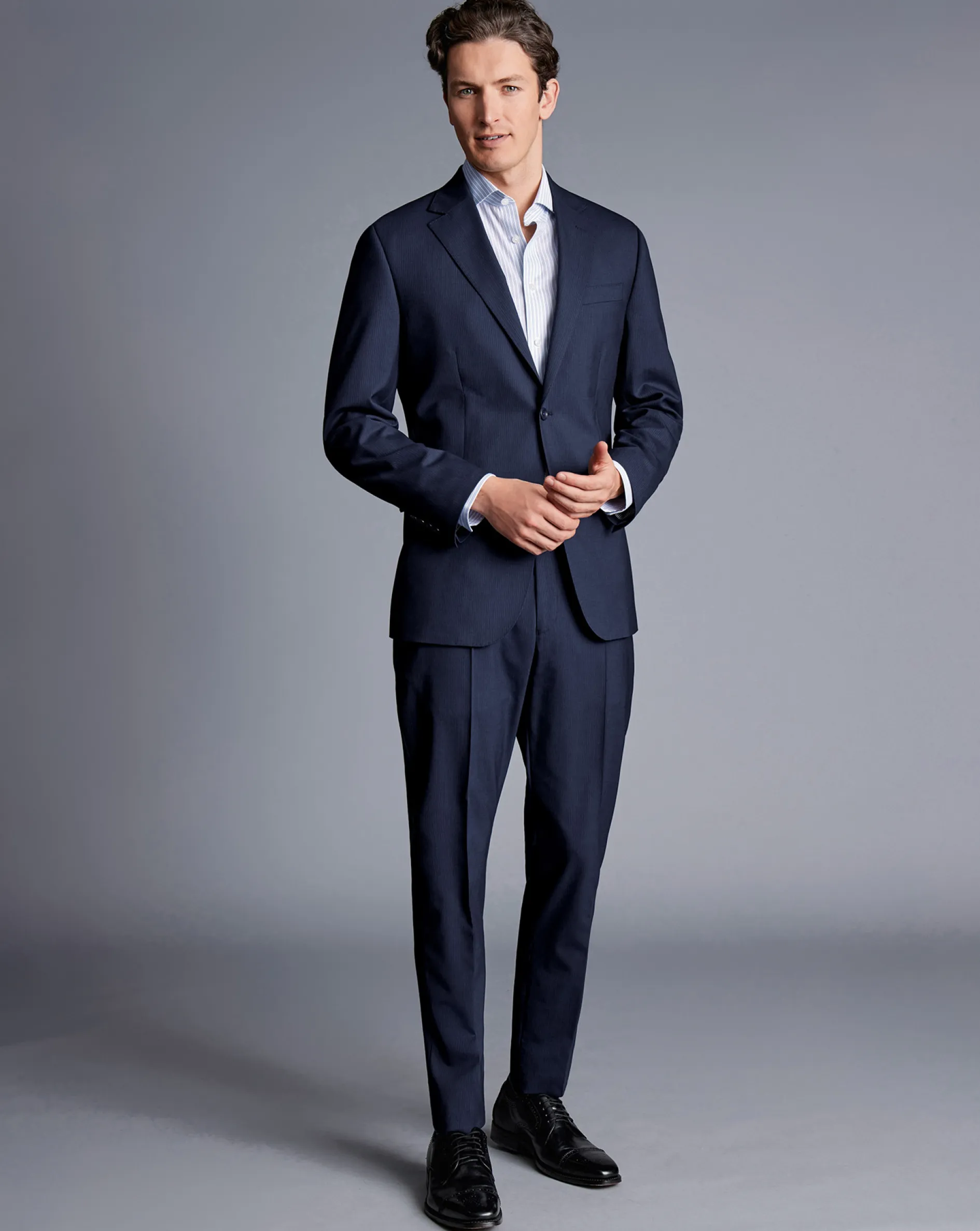 Outlet Charles Tyrwhitt Stripe Suit Pants - Navy