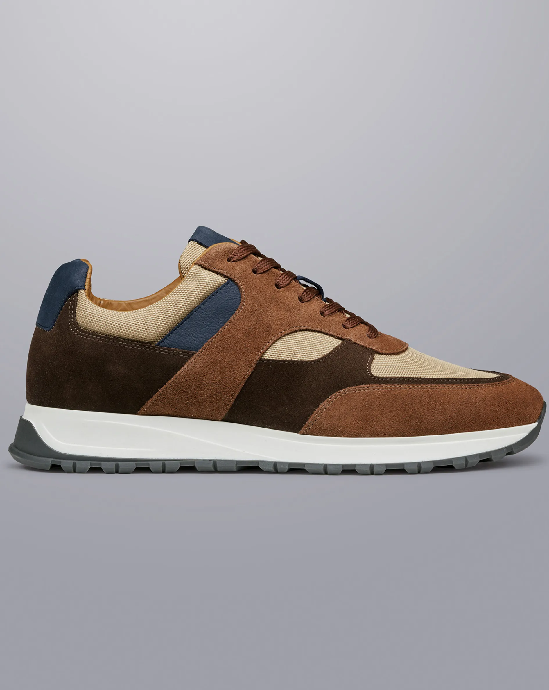 Best Sale Charles Tyrwhitt Suede and Stone Textile Sneakers - Walnut Brown & Stone Walnut Brown & Stone