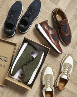 Store Charles Tyrwhitt Suede and Textile Sneakers - Olive Green