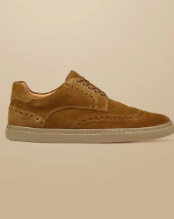 Clearance Charles Tyrwhitt Suede Brogue Sneakers - Brown Tobacco