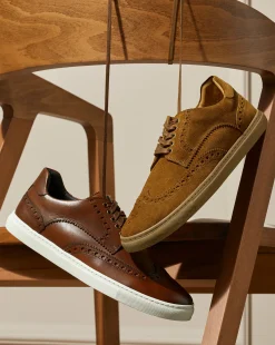 Clearance Charles Tyrwhitt Suede Brogue Sneakers - Brown Tobacco