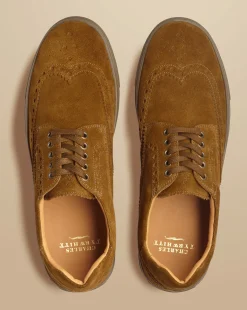 Clearance Charles Tyrwhitt Suede Brogue Sneakers - Brown Tobacco