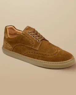 Clearance Charles Tyrwhitt Suede Brogue Sneakers - Brown Tobacco