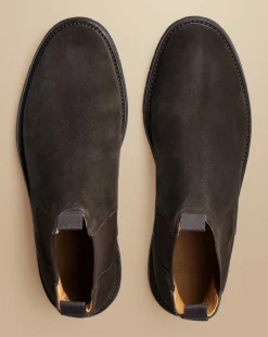 Shop Charles Tyrwhitt Suede Chelsea Boots - Chocolate Brown