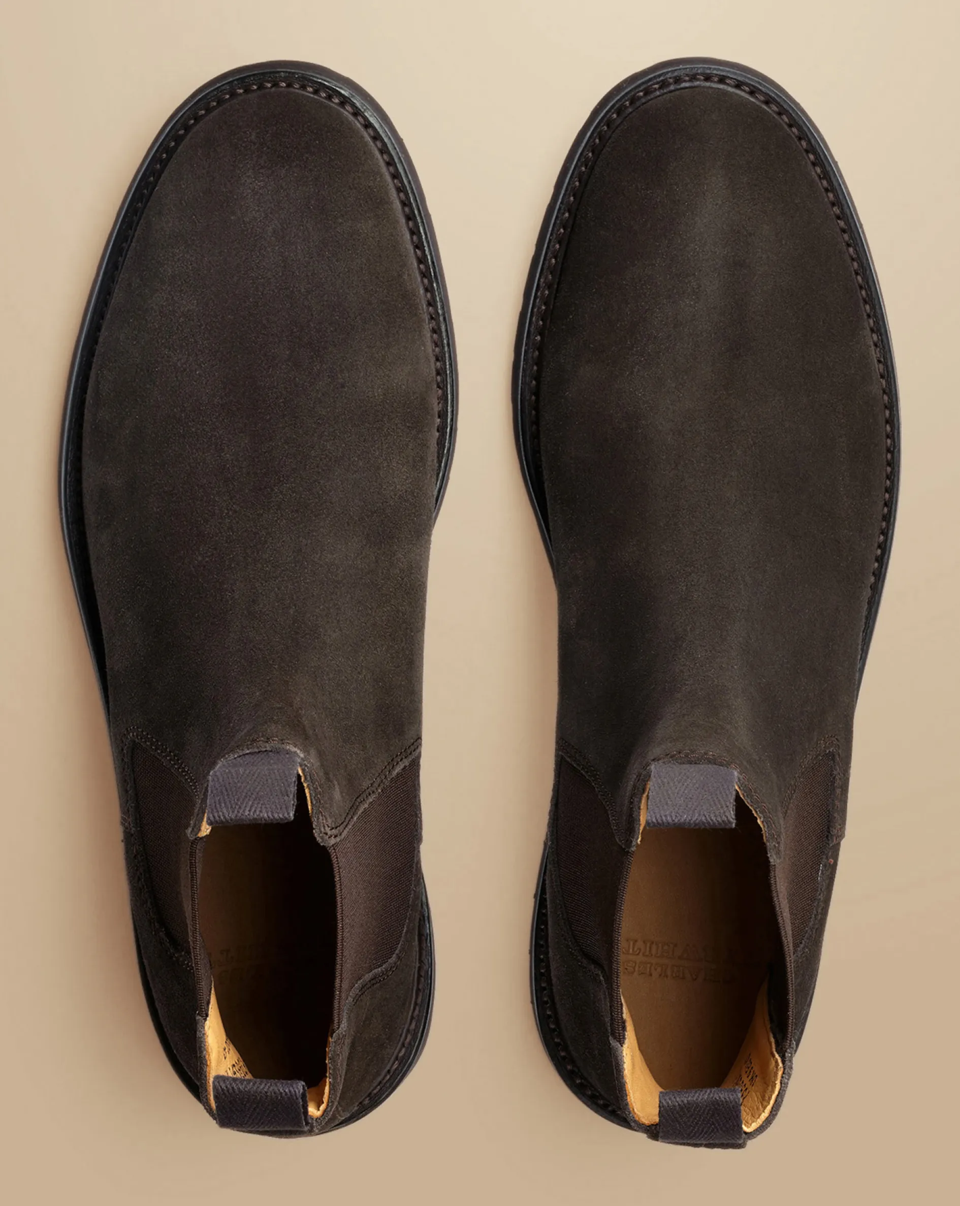 Shop Charles Tyrwhitt Suede Chelsea Boots - Chocolate Brown
