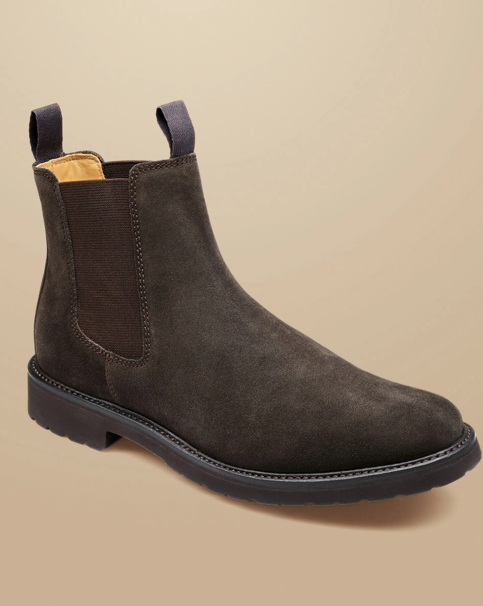 Shop Charles Tyrwhitt Suede Chelsea Boots - Chocolate Brown