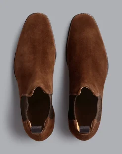 Cheap Charles Tyrwhitt Suede Chelsea Boots - Walnut Brown