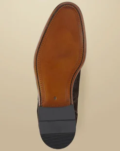 Cheap Charles Tyrwhitt Suede Oxford Brogue Shoes - Dark Chocolate