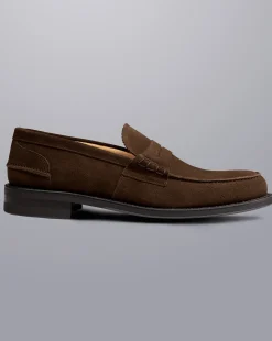 New Charles Tyrwhitt Suede Penny Loafers - Chocolate Brown