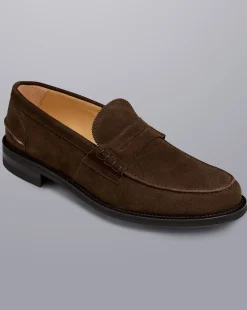 New Charles Tyrwhitt Suede Penny Loafers - Chocolate Brown