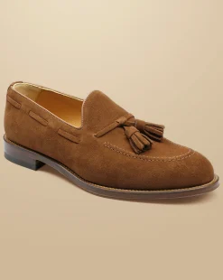 Sale Charles Tyrwhitt Suede Tassel Loafers - Chestnut Brown