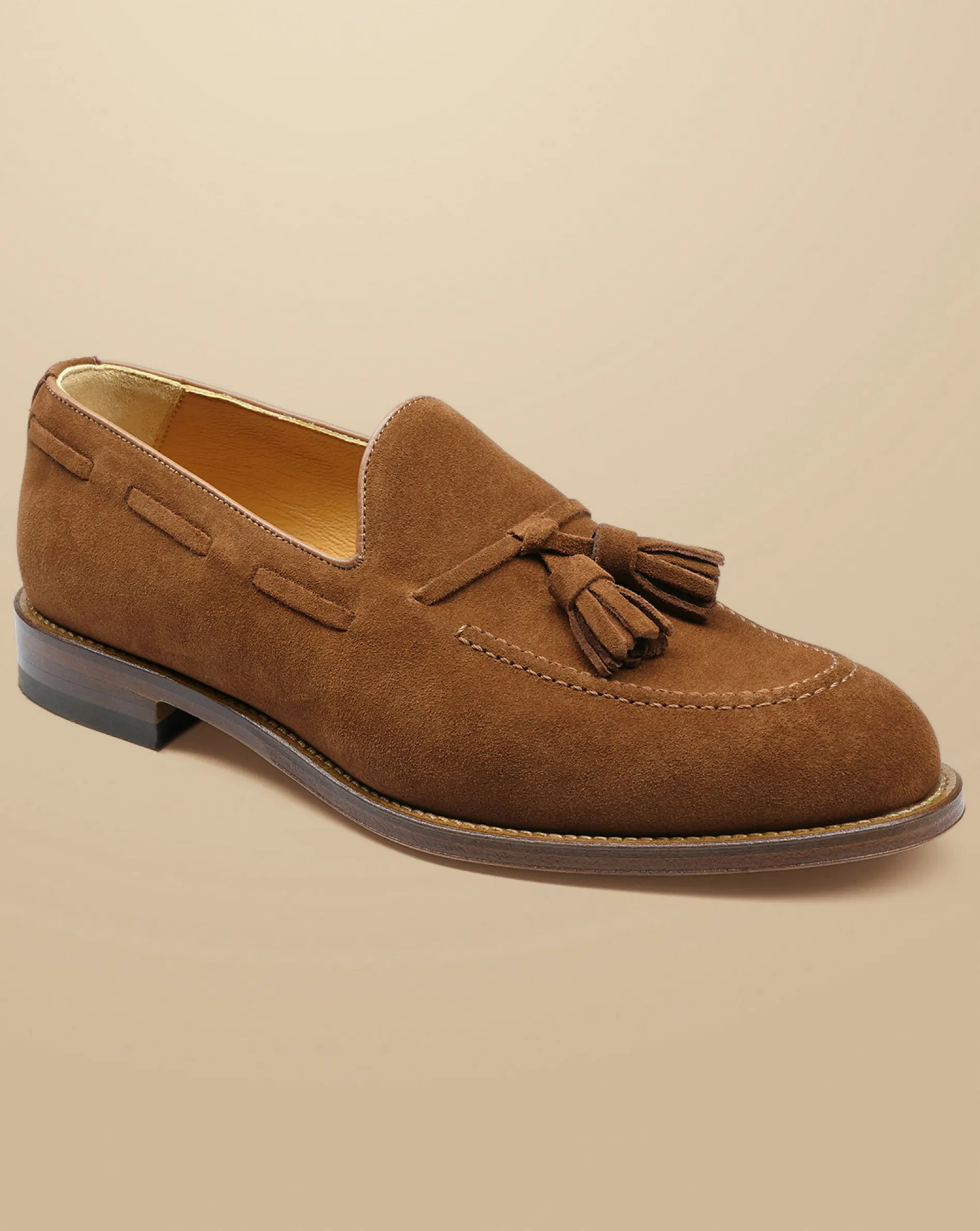 Sale Charles Tyrwhitt Suede Tassel Loafers - Chestnut Brown