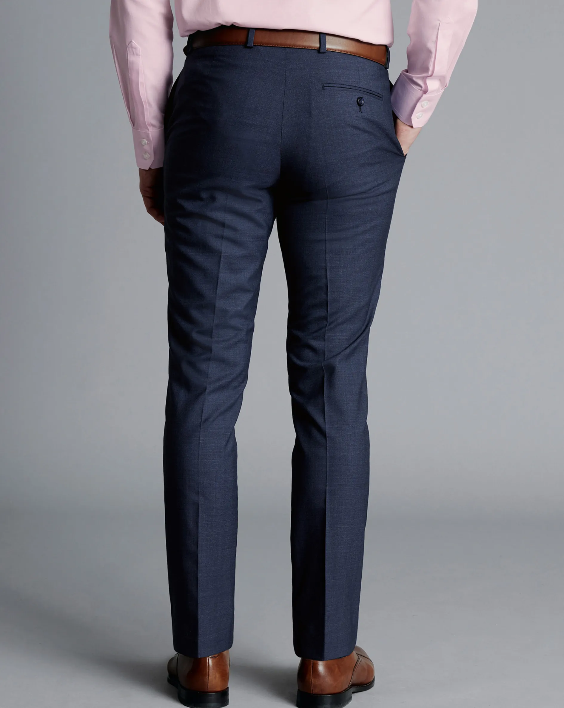 Discount Charles Tyrwhitt Texture Suit Pants - Denim Blue