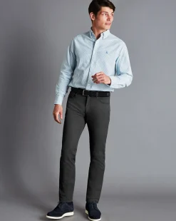 Cheap Charles Tyrwhitt Textured Washed 5 Pocket Pants - Grey Charcoal