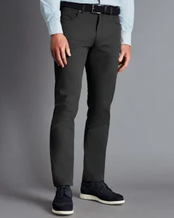 Cheap Charles Tyrwhitt Textured Washed 5 Pocket Pants - Grey Charcoal