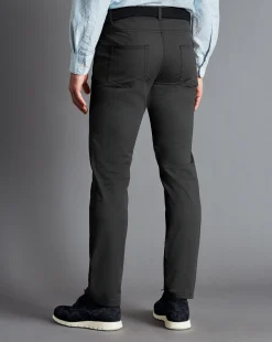 Cheap Charles Tyrwhitt Textured Washed 5 Pocket Pants - Grey Charcoal