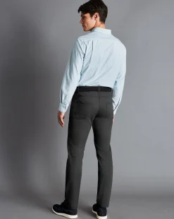 Cheap Charles Tyrwhitt Textured Washed 5 Pocket Pants - Grey Charcoal