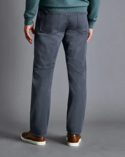 Cheap Charles Tyrwhitt Textured Washed 5-Pocket Pants - Denim Blue