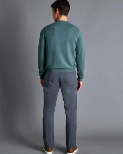 Cheap Charles Tyrwhitt Textured Washed 5-Pocket Pants - Denim Blue