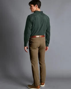 Cheap Charles Tyrwhitt Textured Washed 5-Pocket Pants - Taupe