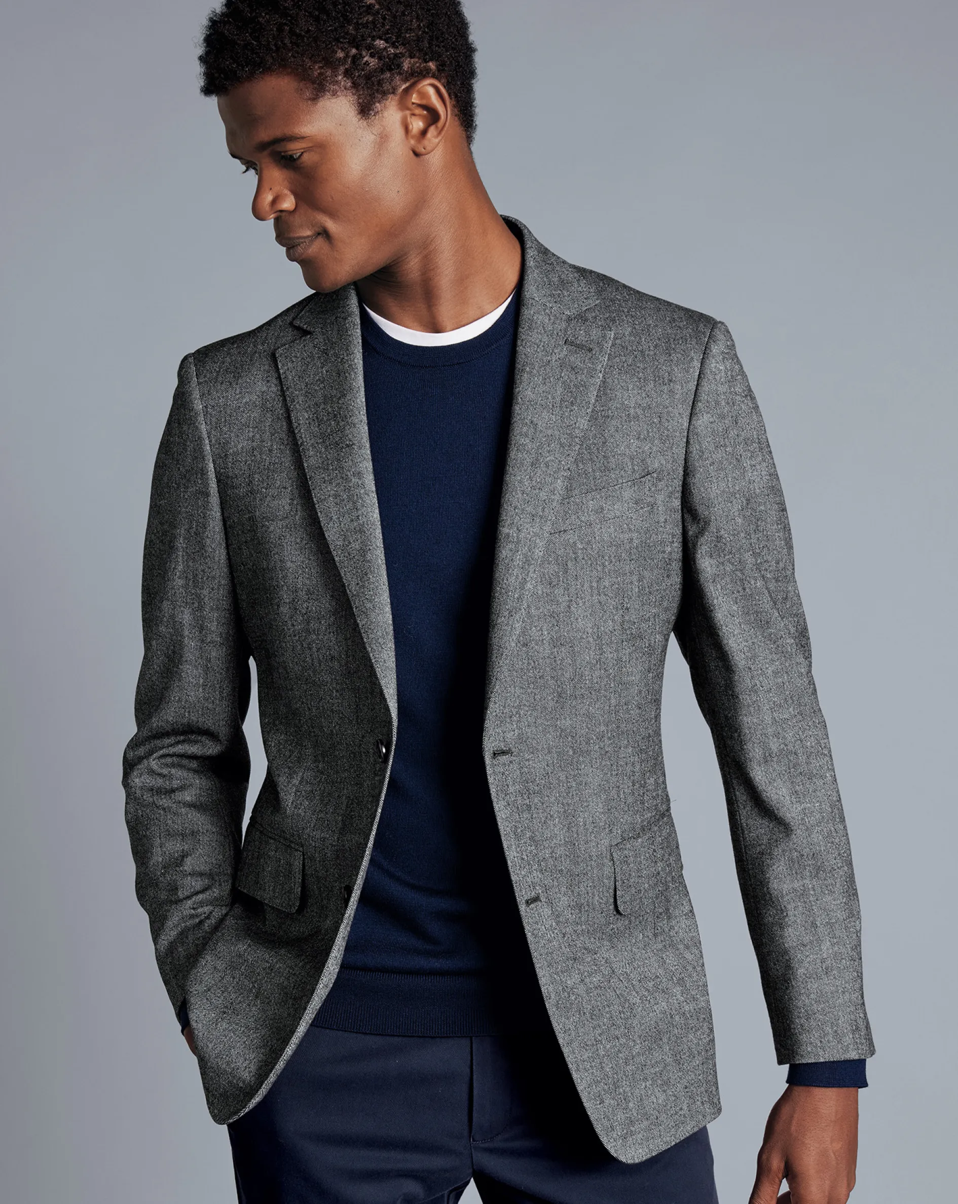 Store Charles Tyrwhitt Textured Wool Jacket - Grey