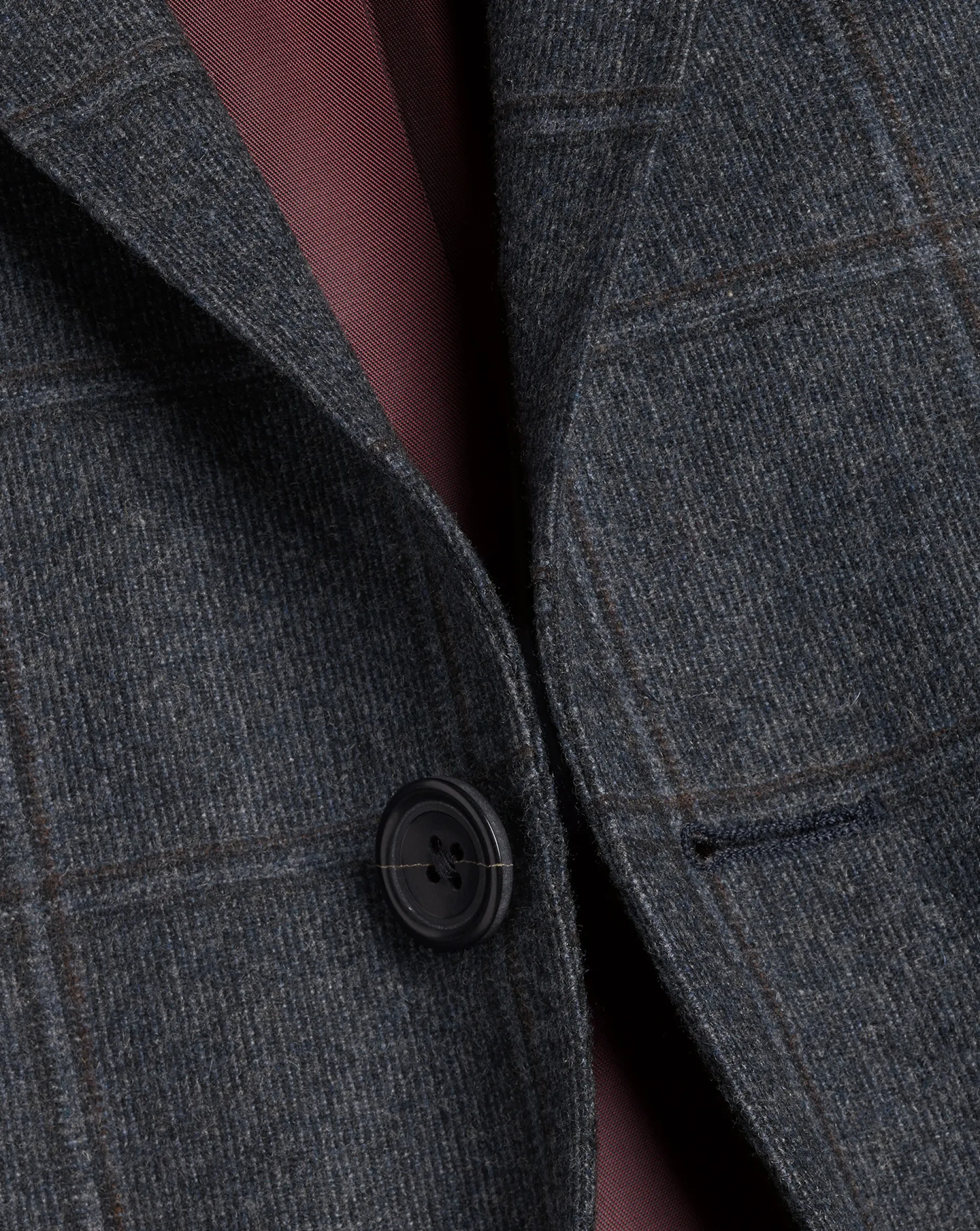 Store Charles Tyrwhitt Textured Wool Windowpane Check Jacket - Denim Blue