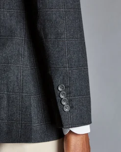 Store Charles Tyrwhitt Textured Wool Windowpane Check Jacket - Denim Blue