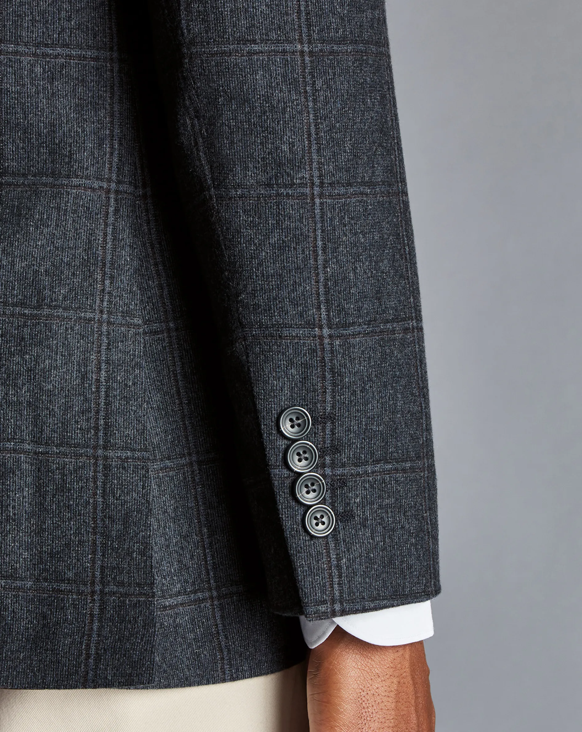 Store Charles Tyrwhitt Textured Wool Windowpane Check Jacket - Denim Blue