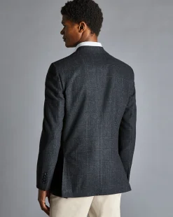 Store Charles Tyrwhitt Textured Wool Windowpane Check Jacket - Denim Blue