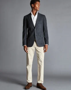 Store Charles Tyrwhitt Textured Wool Windowpane Check Jacket - Denim Blue