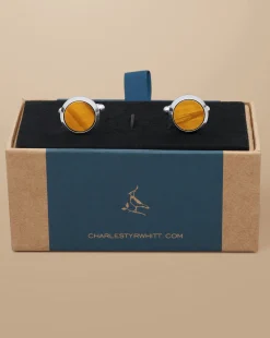 Hot Charles Tyrwhitt Tigers Eye Cufflink - Grey Silver