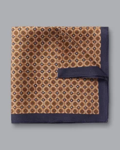 Store Charles Tyrwhitt Tile Print Silk Pocket Square - Camel
