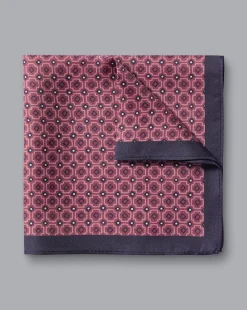 Discount Charles Tyrwhitt Tile Print Silk Pocket Square - Claret Pink