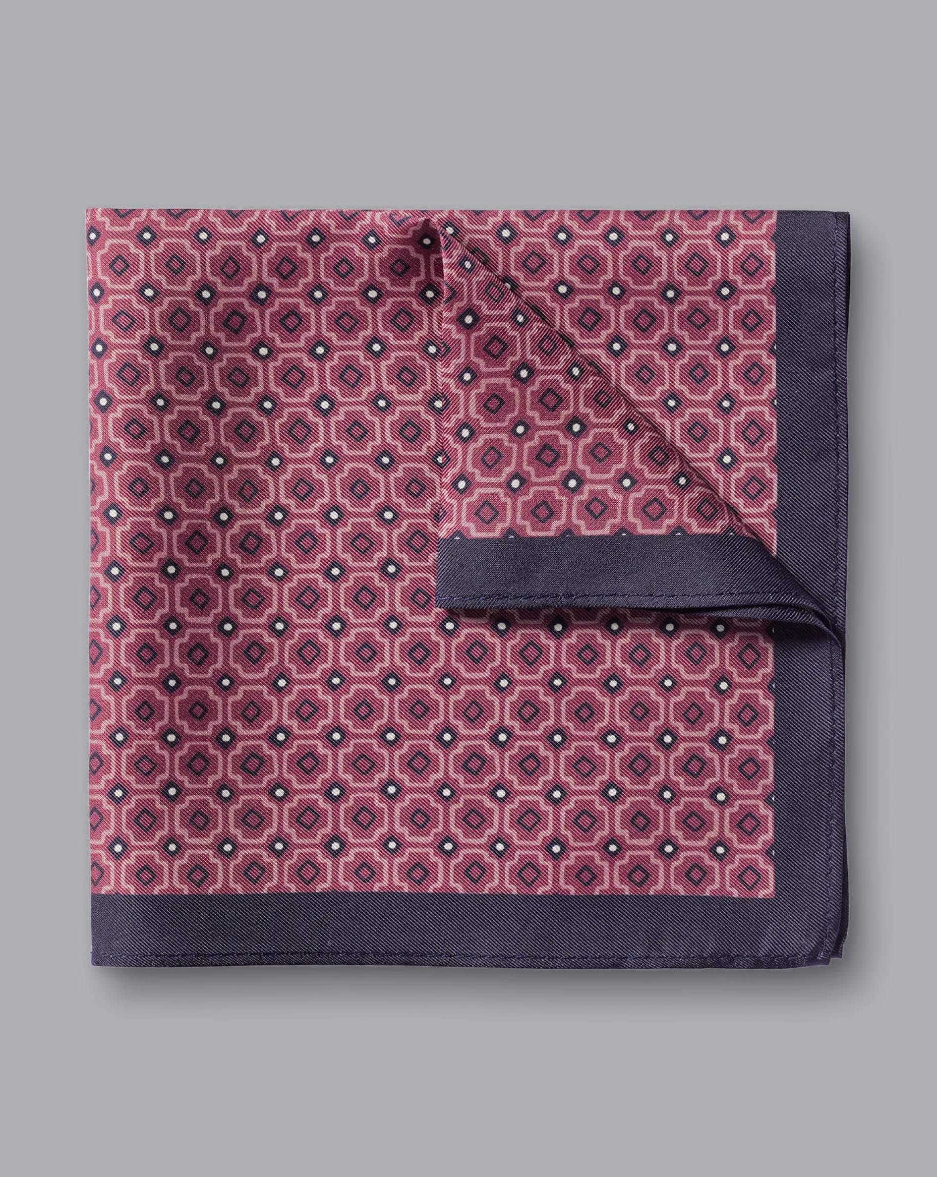 Discount Charles Tyrwhitt Tile Print Silk Pocket Square - Claret Pink