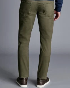 Discount Charles Tyrwhitt Twill 5 Pocket Jeans - Green Olive