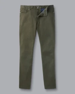 Discount Charles Tyrwhitt Twill 5 Pocket Jeans - Green Olive