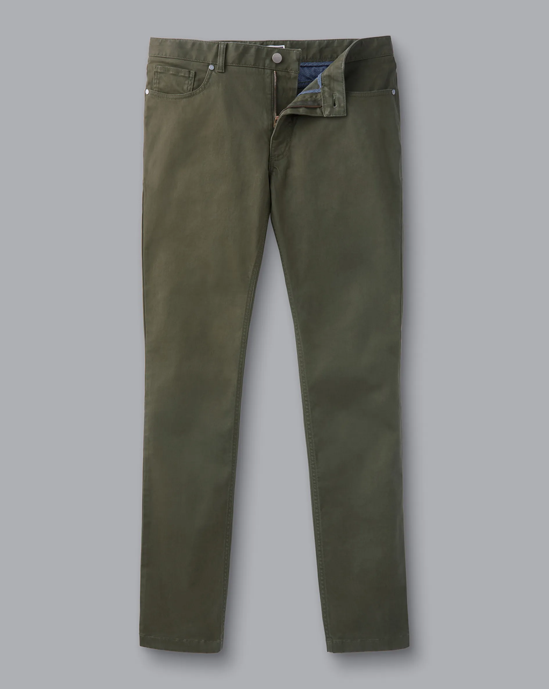 Discount Charles Tyrwhitt Twill 5 Pocket Jeans - Green Olive