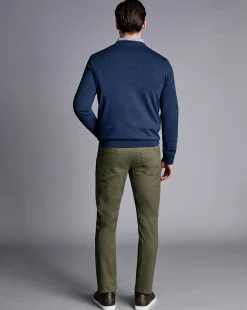 Discount Charles Tyrwhitt Twill 5 Pocket Jeans - Green Olive