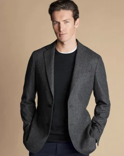 Online Charles Tyrwhitt Twill Wool Jacket - Grey Charcoal