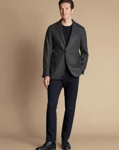 Online Charles Tyrwhitt Twill Wool Jacket - Grey Charcoal