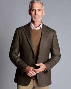 Hot Charles Tyrwhitt Twill Wool Jacket - Mocha