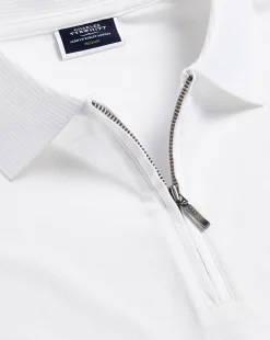 Shop Charles Tyrwhitt Tyrwhitt Cool Quarter Zip Polo - White